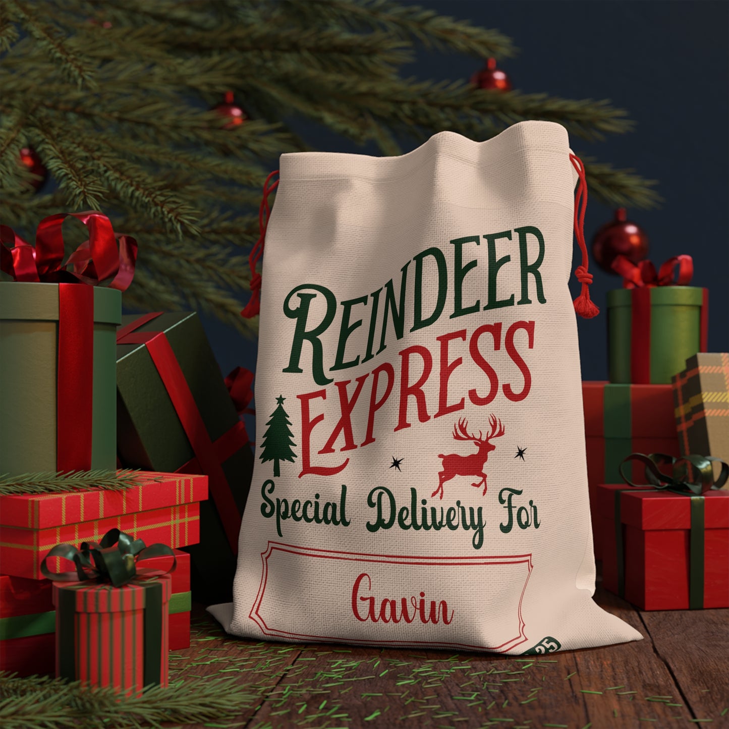 Personalized from Santa Gift Bag - Reindeer Express Special Delivery