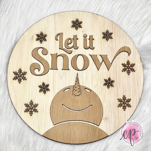 Let It Snow - DIY Unfinished Laser Cut Wood Door Hanger Kit
