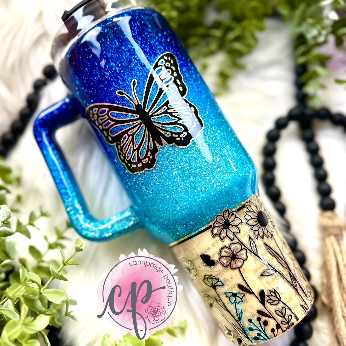 Butterfly Book Lover 40oz Stanley Style Tumbler