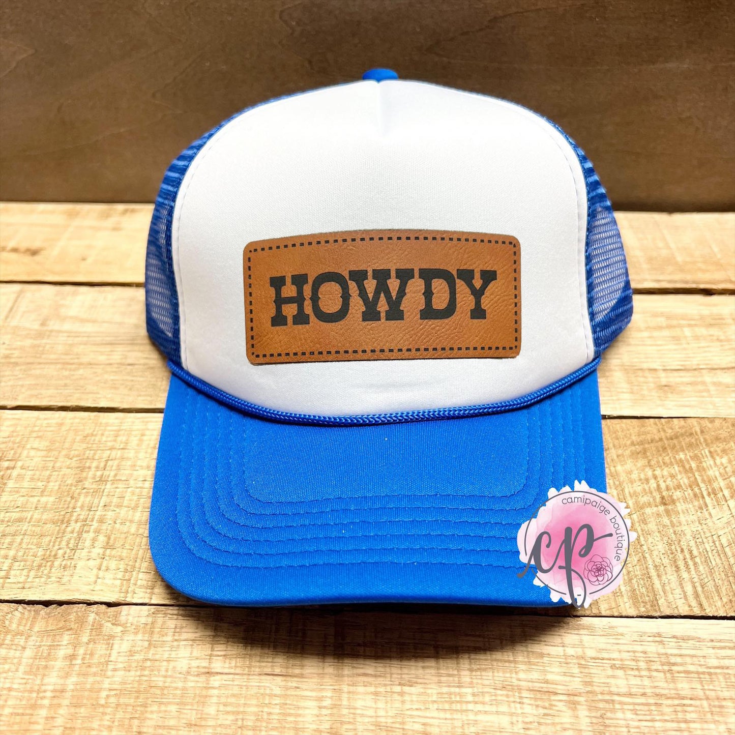 HOWDY - Engraved Leather Patch Foam Trucker Hat