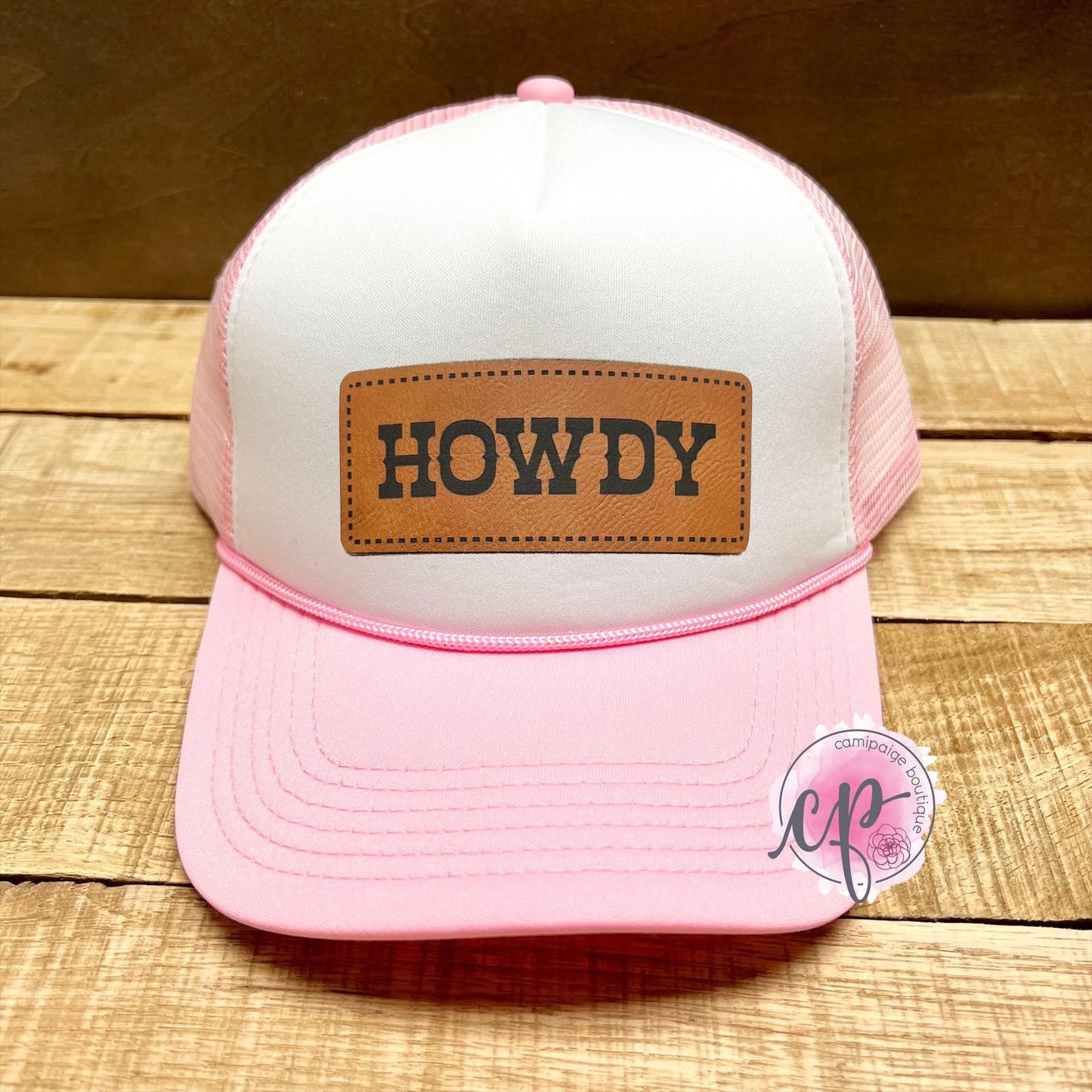 HOWDY - Engraved Leather Patch Foam Trucker Hat