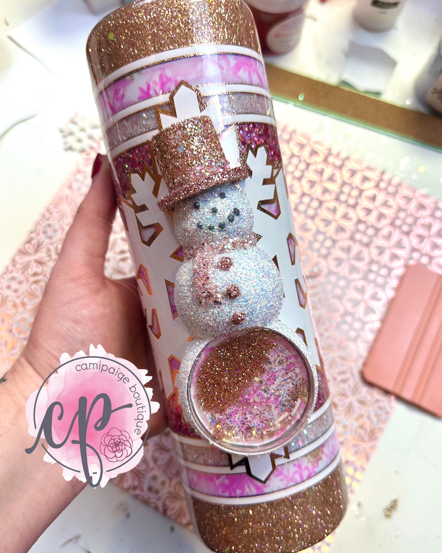 Snowman Snow Globe Tumbler - 30oz Straight Skinny - CamiPaige Boutique