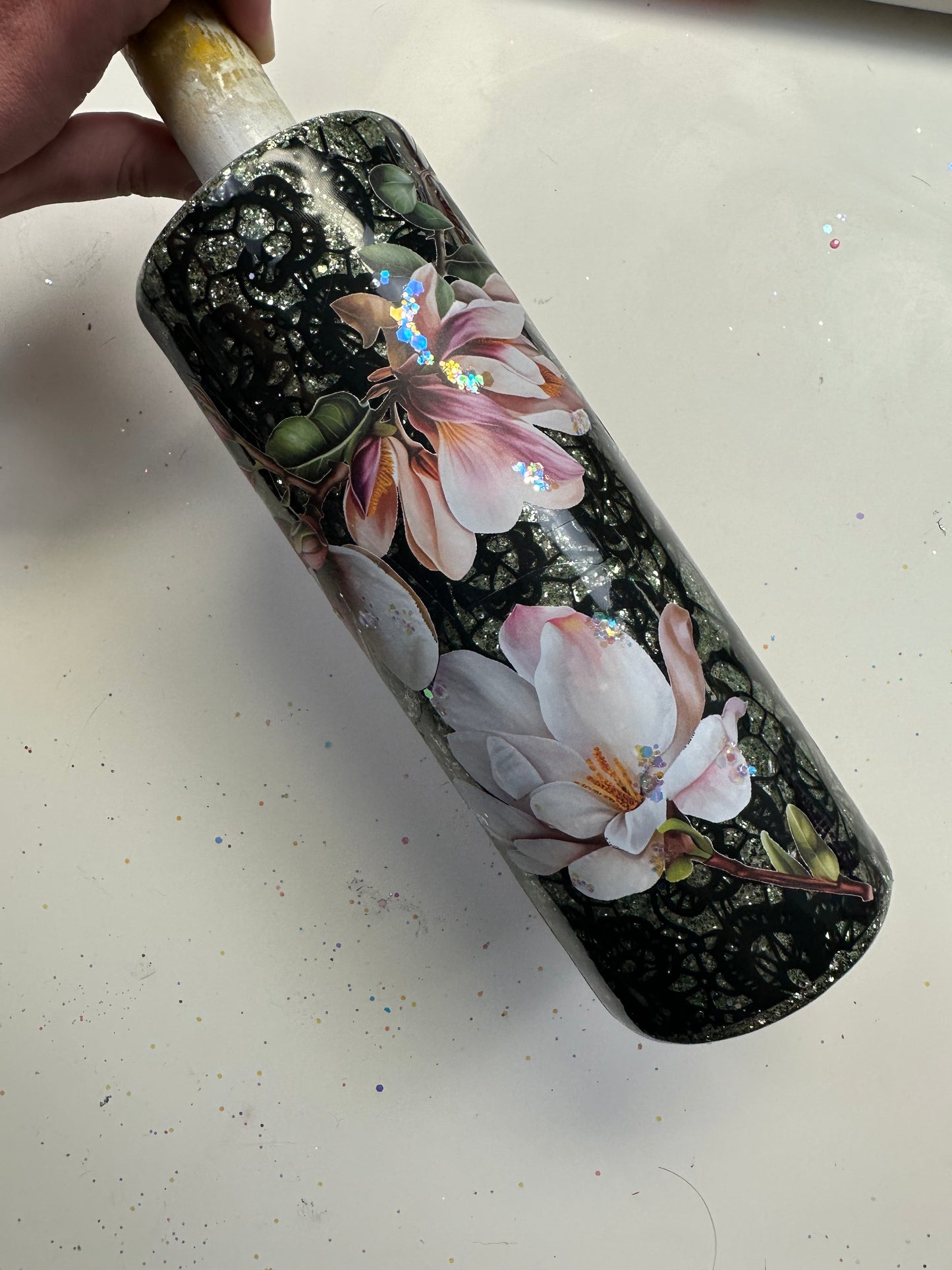 Magnolia and Lace Tumbler - 20oz Skinny - CamiPaige Boutique Custom Tumbler Tutorials