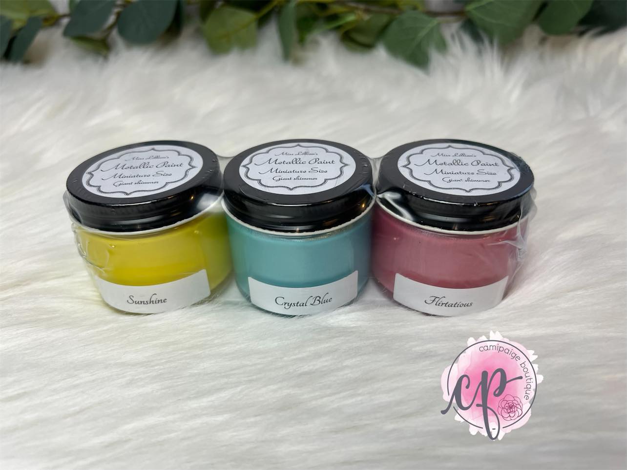 Sunshine, Crystal Blue, Flirtatious - Metallic Mini Sampler Set - Miss Lillian’s Metallic Paints