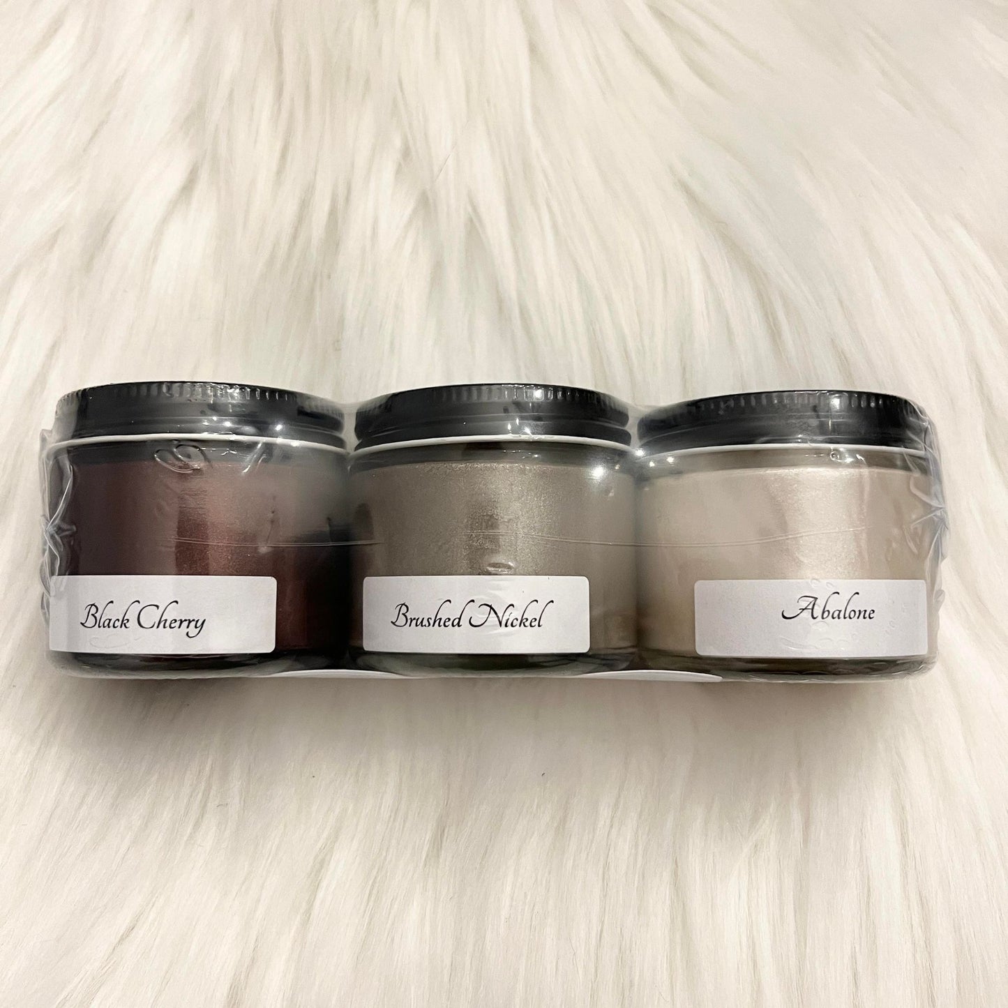 Black Cherry, Brushed Nickel, Abalone - Metallic Mini Sampler Set - Miss Lillian’s Metallic Paints