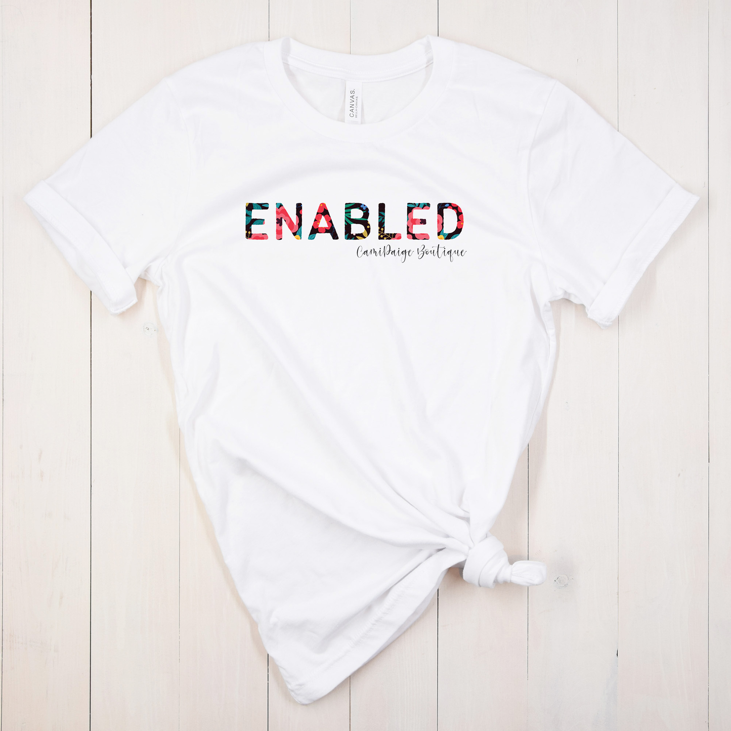 Enabled Floral T-Shirt with Sublimation Design