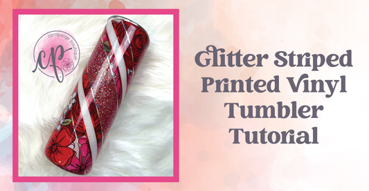 Striped Glitter Tumbler with Printed Vinyl Tutorial