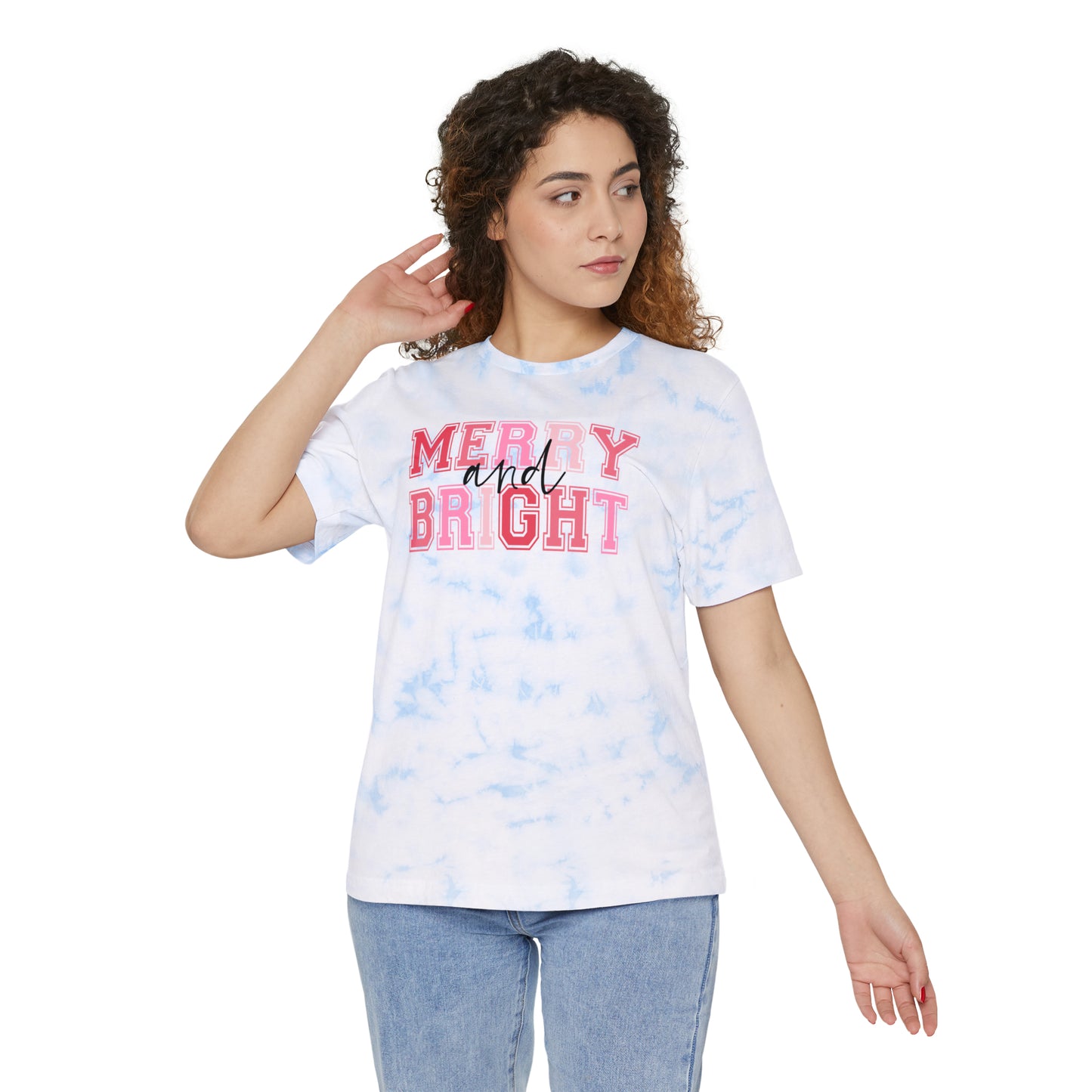 Merry and Bright Tie-Dye Christmas Unisex T-Shirt