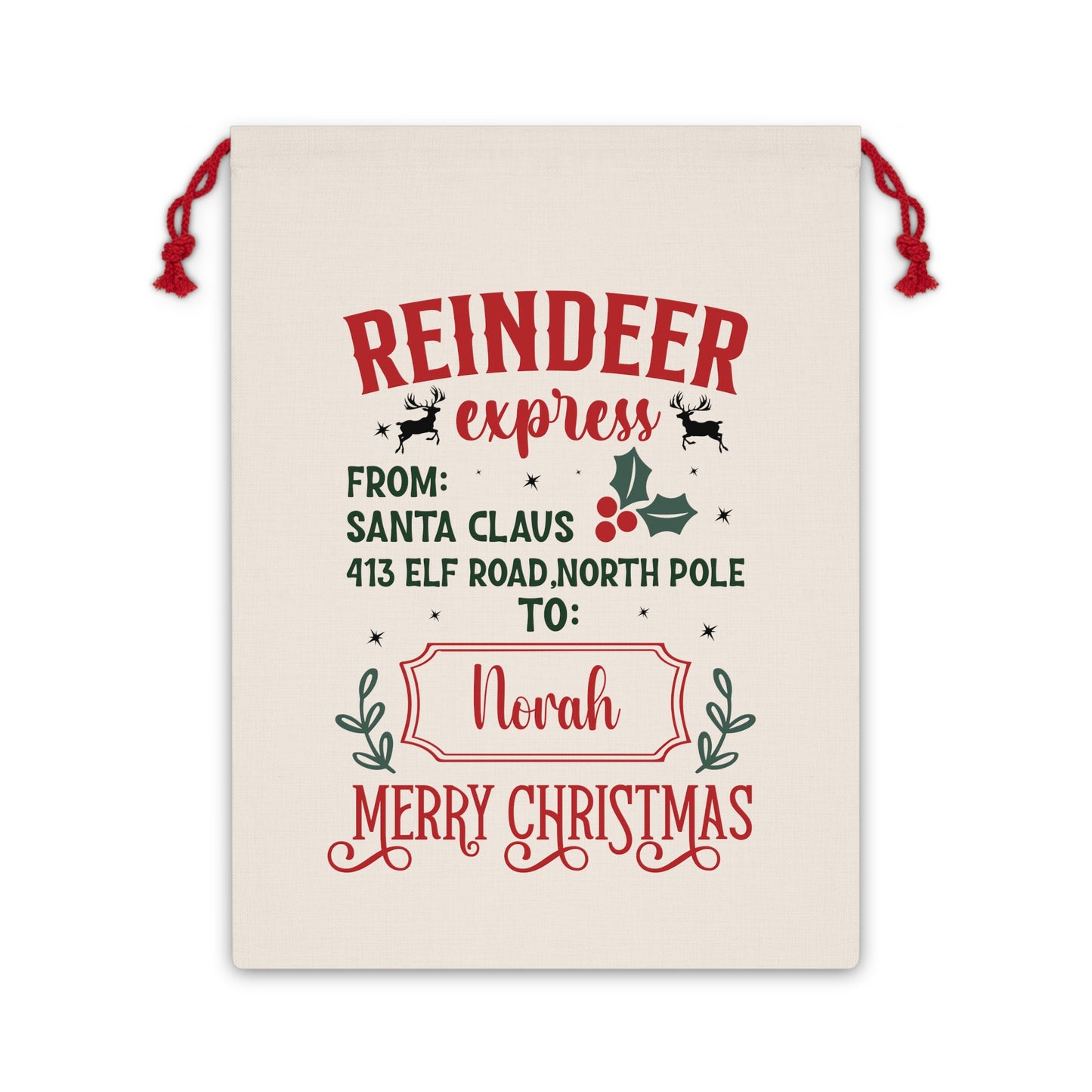 Personalized from Santa Gift Bag - Reindeer Express North Pole