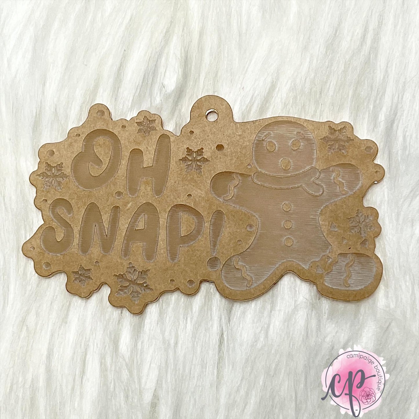Oh Snap Ginger Bread Man 2 - Lazer Engraved Clear Acrylic Blank - CamiPiage Boutique