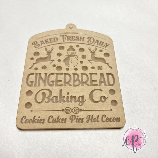 Gingerbread Baking Co - Snow Globe Engraved Acrylic Ornament Blank - CamiPaige Boutique