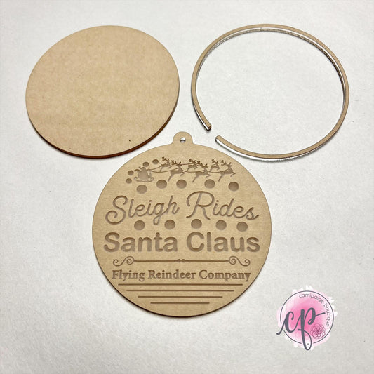Sleigh Rides - Snow Globe Engraved Acrylic Ornament Blank - CamiPaige Boutique