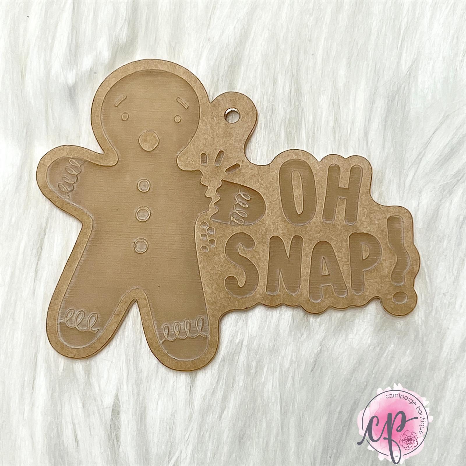 Oh Snap Ginger Bread Man 1 Lazer Engraved Clear Acrylic Blank CamiPiage Boutique