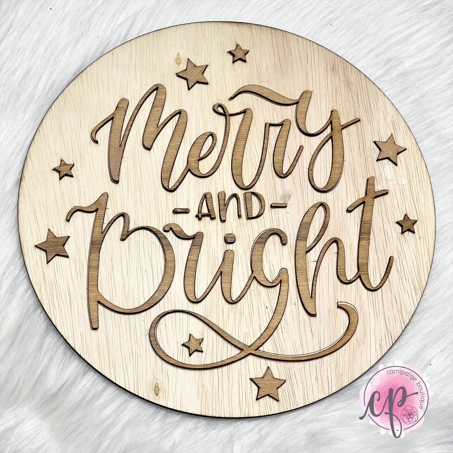 Merry And Bright - DIY Unfinished Laser Cut Wood Door Hanger Kit