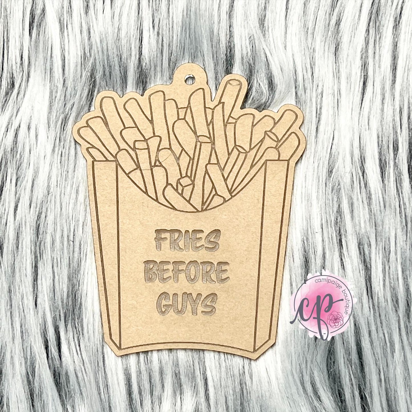 Fries Before Guys - Snow Globe Engraved Acrylic Ornament Blank - CamiPaige Boutique