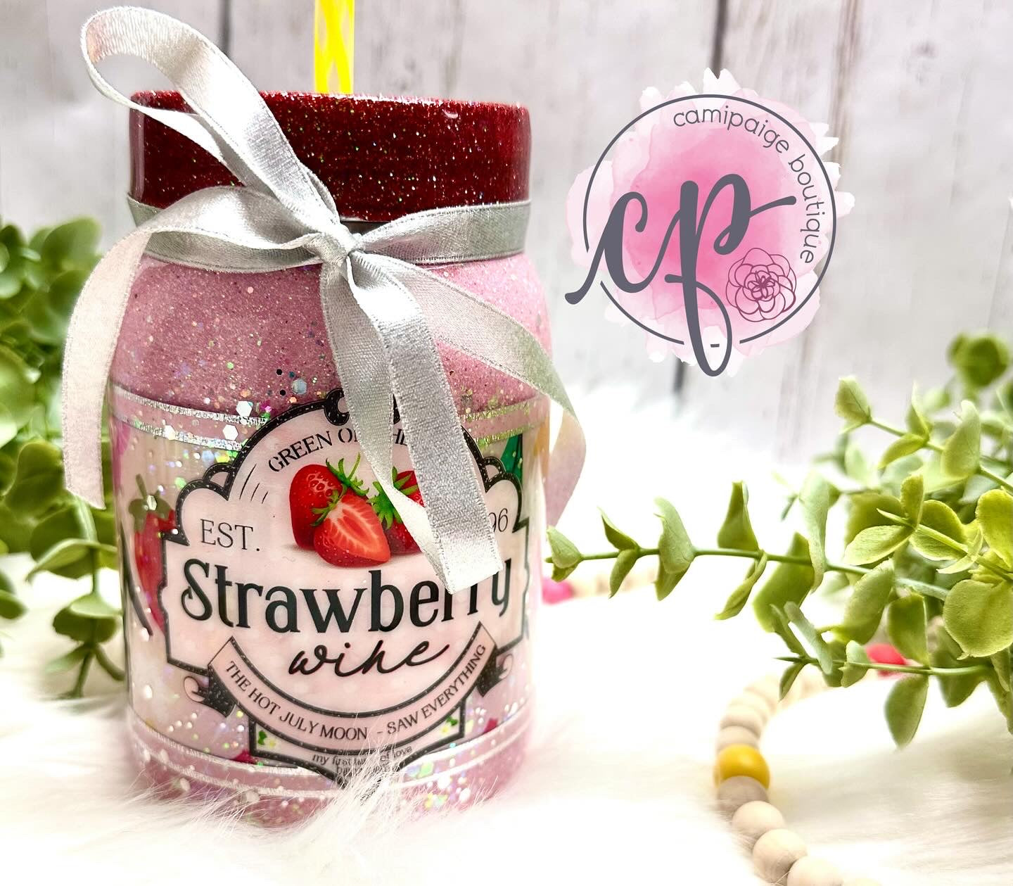 Strawberry Wine Mason Jar Tumbler - CamiPaige Boutique