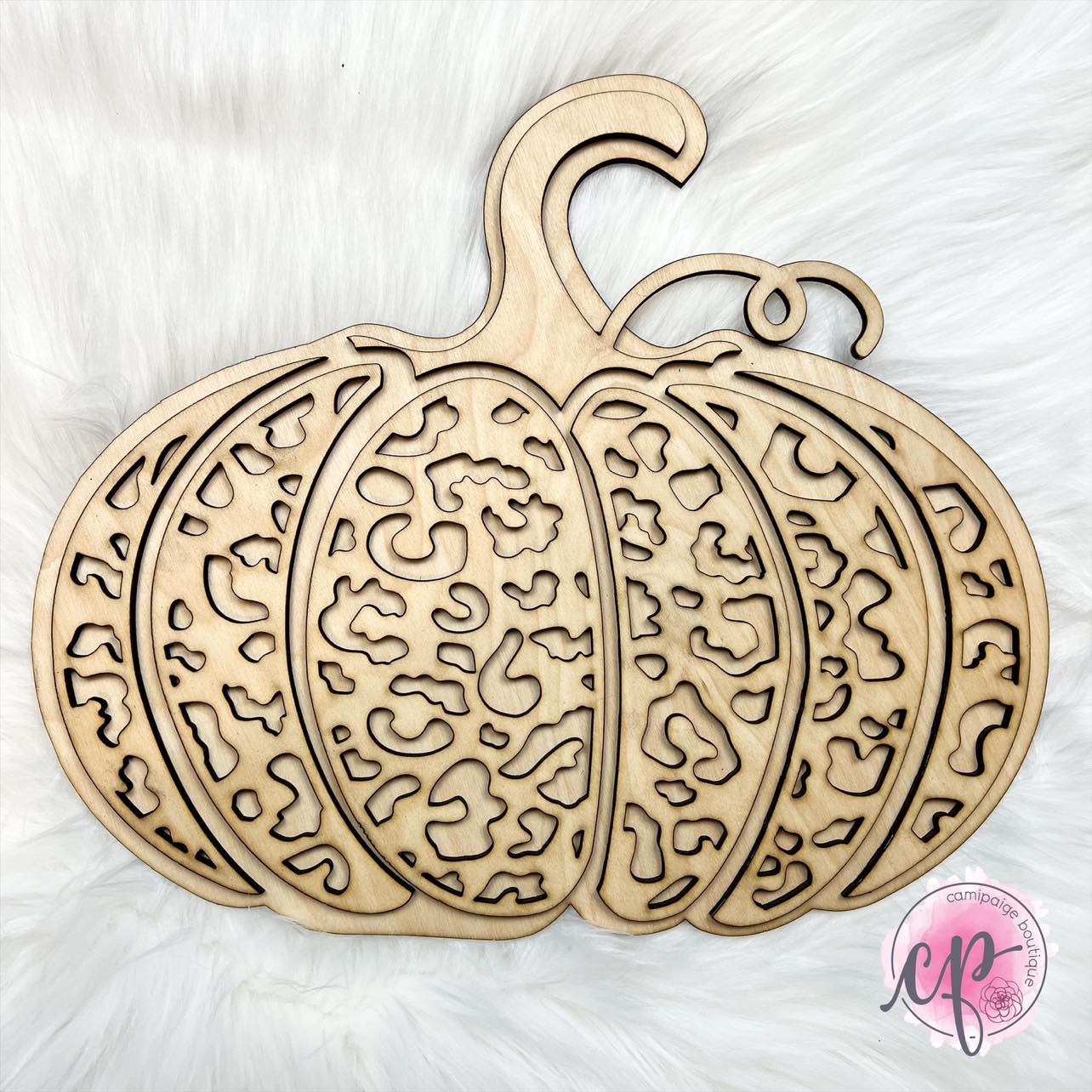 Leopard Pumpkin -  Unfinished Laser Cut Wood Sign