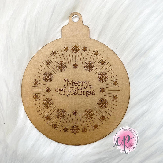4" Snow Flake Merry Christmas Engraved Globe Ornament - CamiPaige Boutique