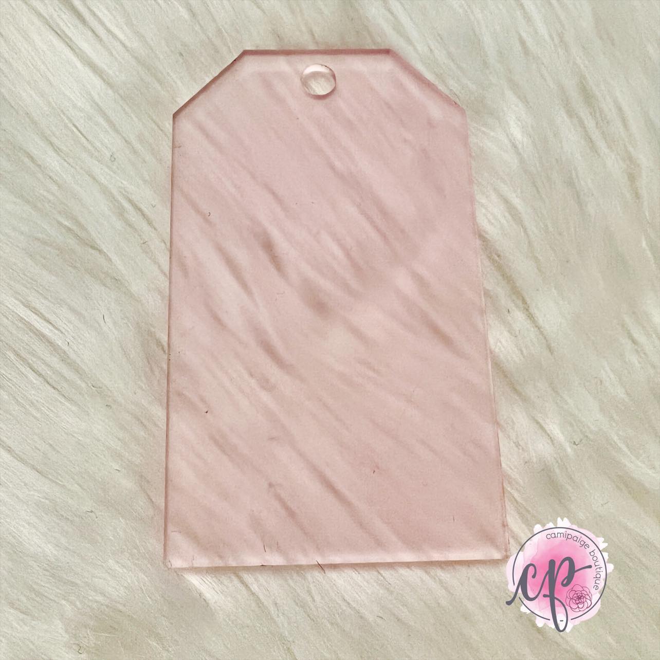 Matte Pink Luggage Tag 3.5" x  5" - Laser Cut Clear Acrylic Blank - CamiPaige Boutique