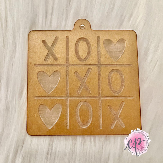 X O Hearts Tic Tac Toe - Engraved Acrylic Blank - CamiPaige Boutique