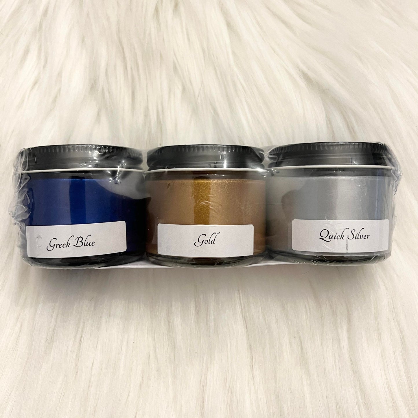 Greek Blue, Gold, Quicksilver - Metallic Mini Sampler Set - Miss Lillian’s Metallic Paints