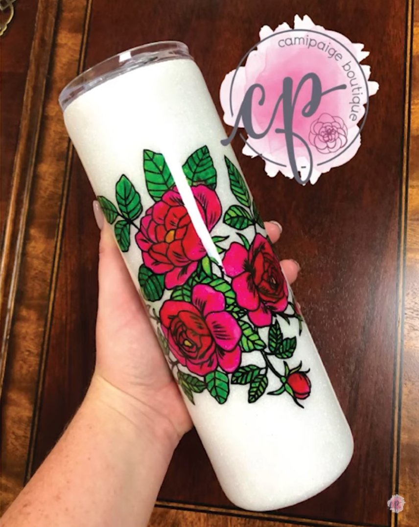 Rose Stained Glass Tumbler - CamiPaige Boutique Custom Tumblers